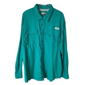 Magellan Green Relaxed Fit Moisture-Wicking‎ Fish Geer Button Up Shirt Men's 2XL